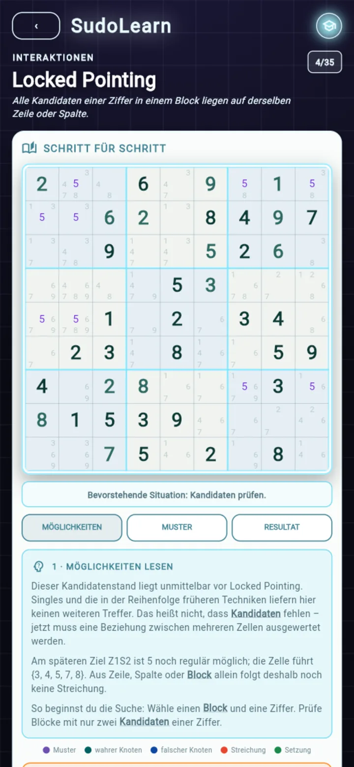 SudoLearn: Lektion Locked Pointing Schritt für Schritt