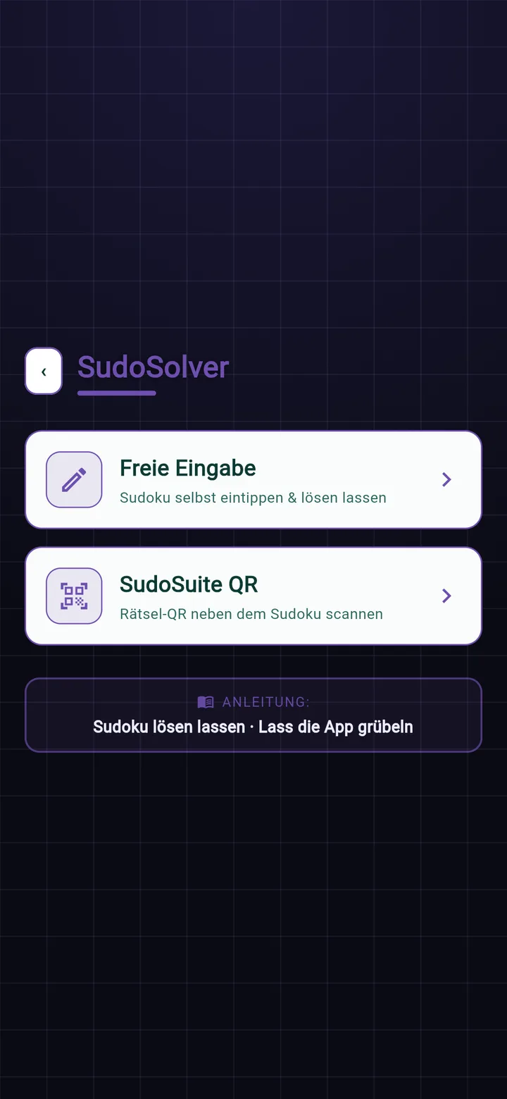 SudoSolver: Rätsel eintippen oder QR-Code vom Blatt scannen